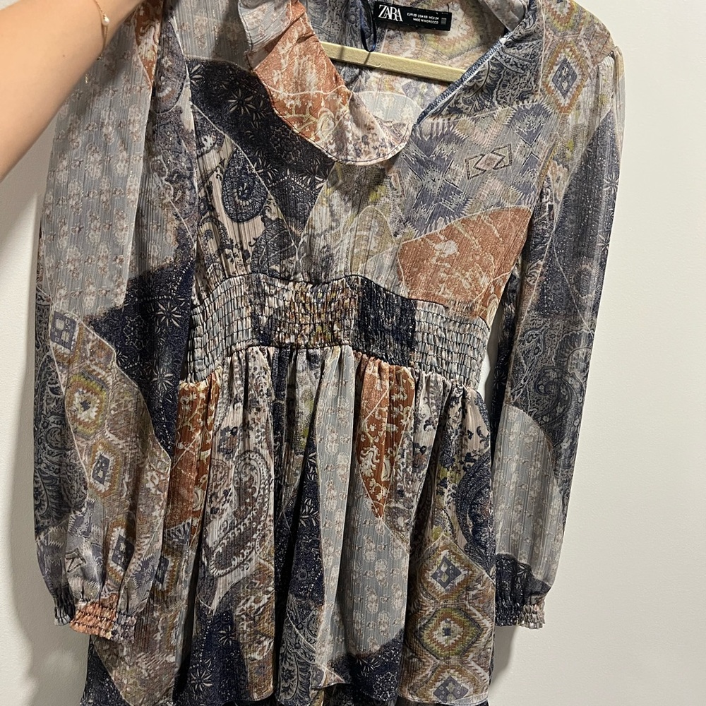 Zara Women's Patchwork Blouse in Earth Tones